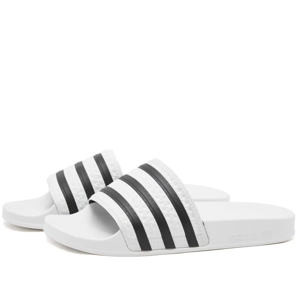 Adidas Adilette slides, white/black