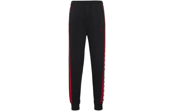 Air Jordan Logo Splicing Fleece Lined Stay Warm Bundle Feet Sweatpants Winter Men's Black