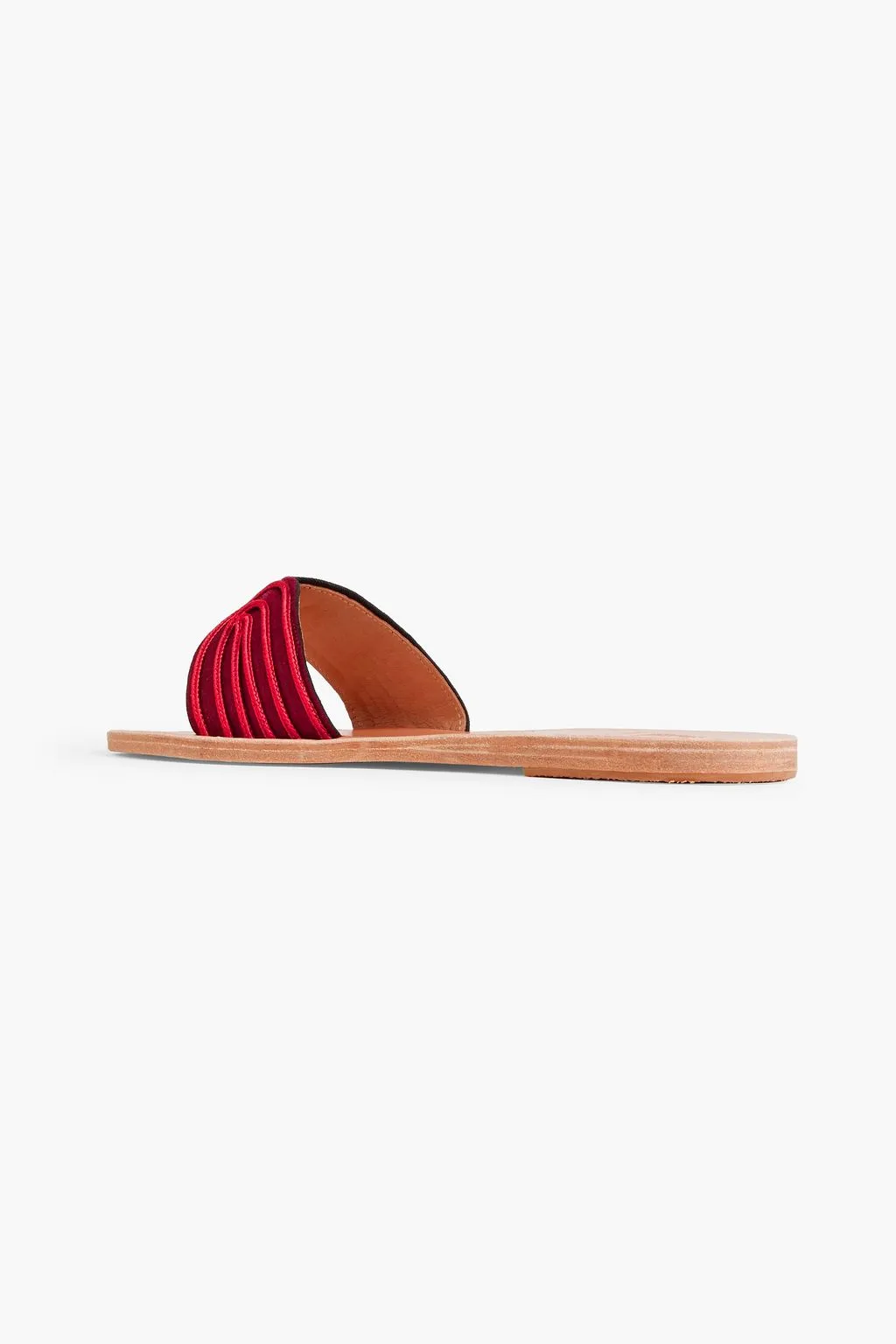 ANCIENT GREEK SANDALS, embroidered satin slides, burgundy