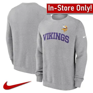 AVAILABLE IN-STORE ONLY! Minnesota Vikings Nike Gray Club Crewneck Sweatshirt