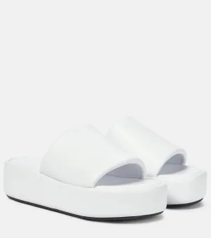 Balenciaga Rise Leather Platform Slides, White