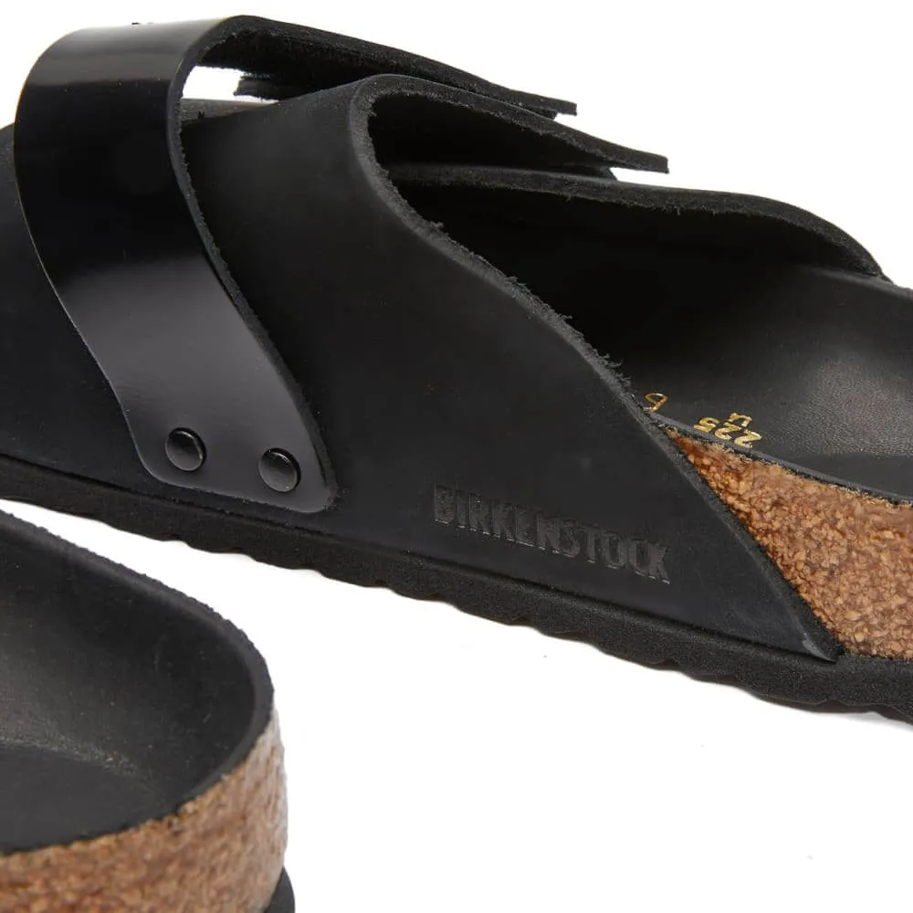 Birkenstock Kyoto Nubuck & High Shine Slippers, black