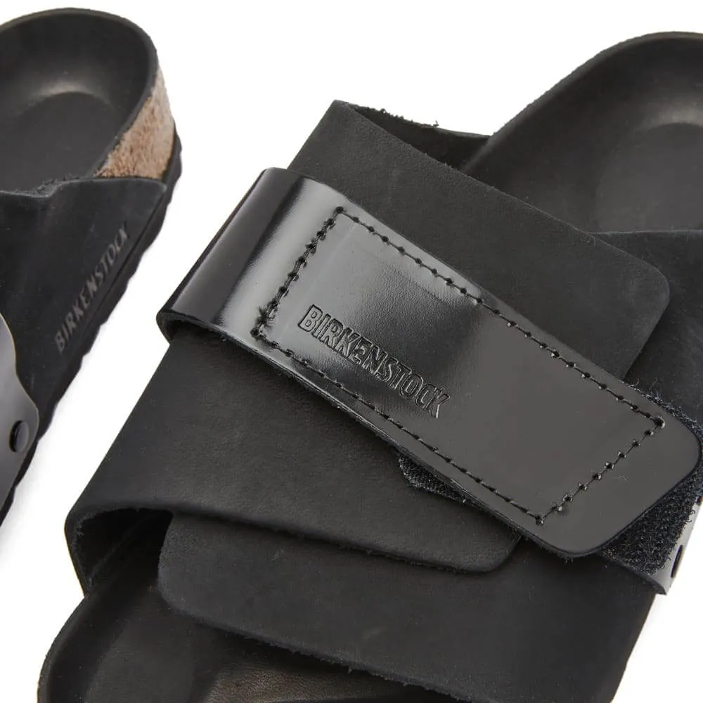 Birkenstock Kyoto Nubuck & High Shine Slippers, black