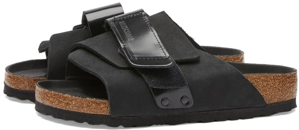 Birkenstock Kyoto Nubuck & High Shine Slippers, black