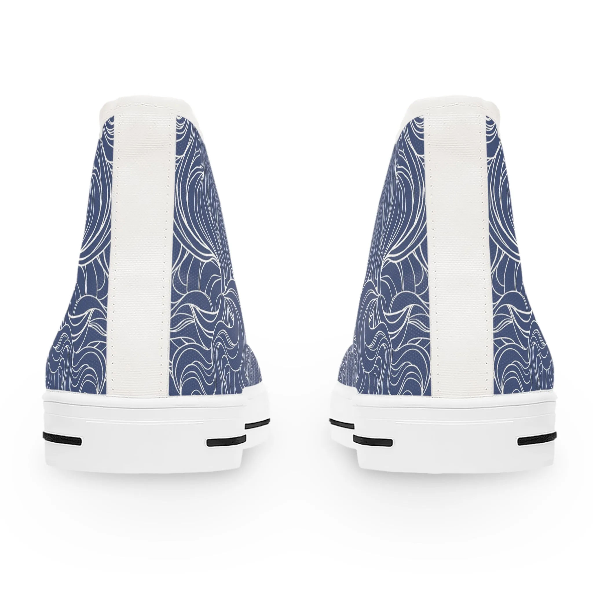 Blue Curly Pattern Women's High Top Sneakers