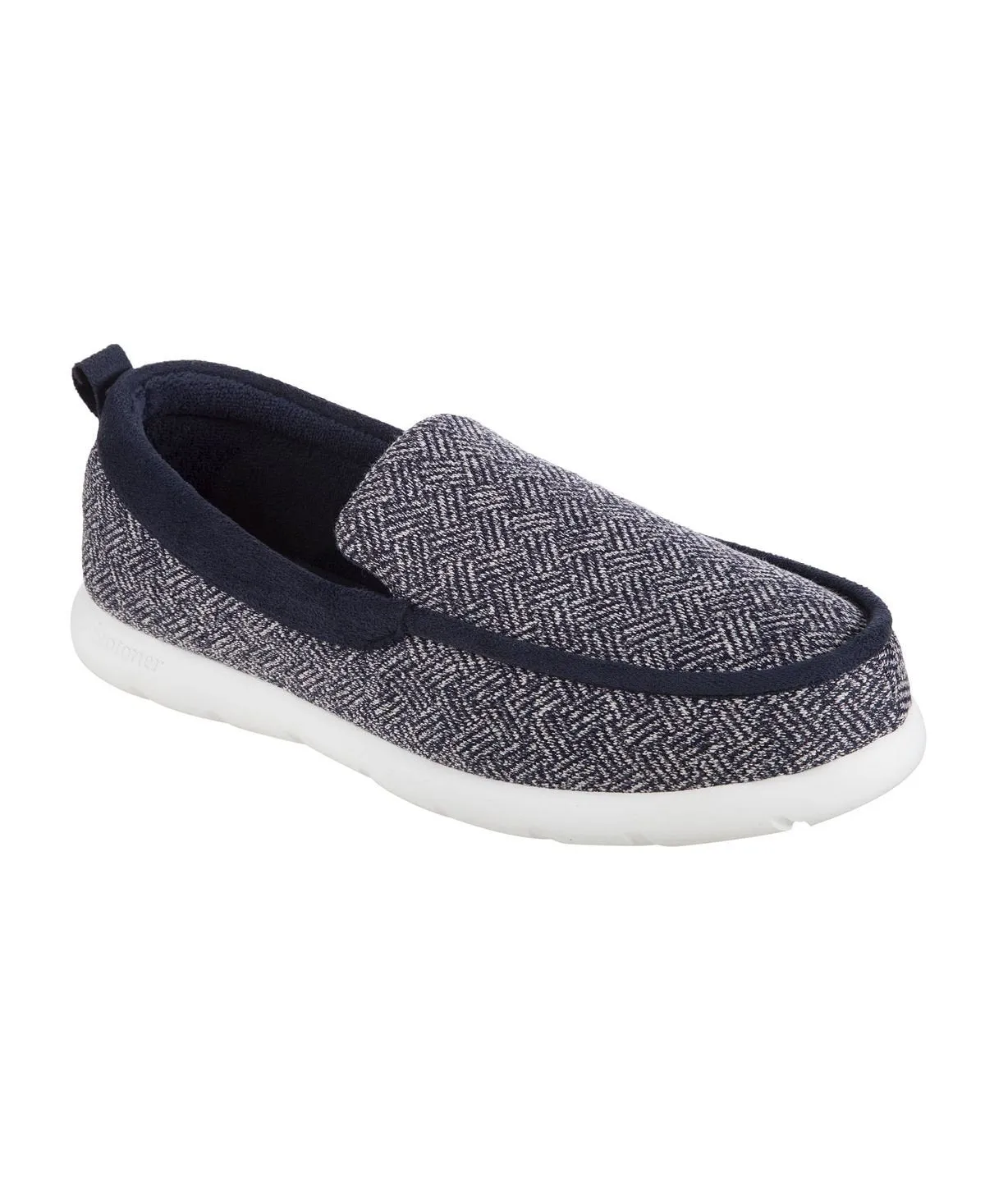 Branded men's knitted slip-on slippers zenz hatch for indoor and outdoor Isotoner dark blue