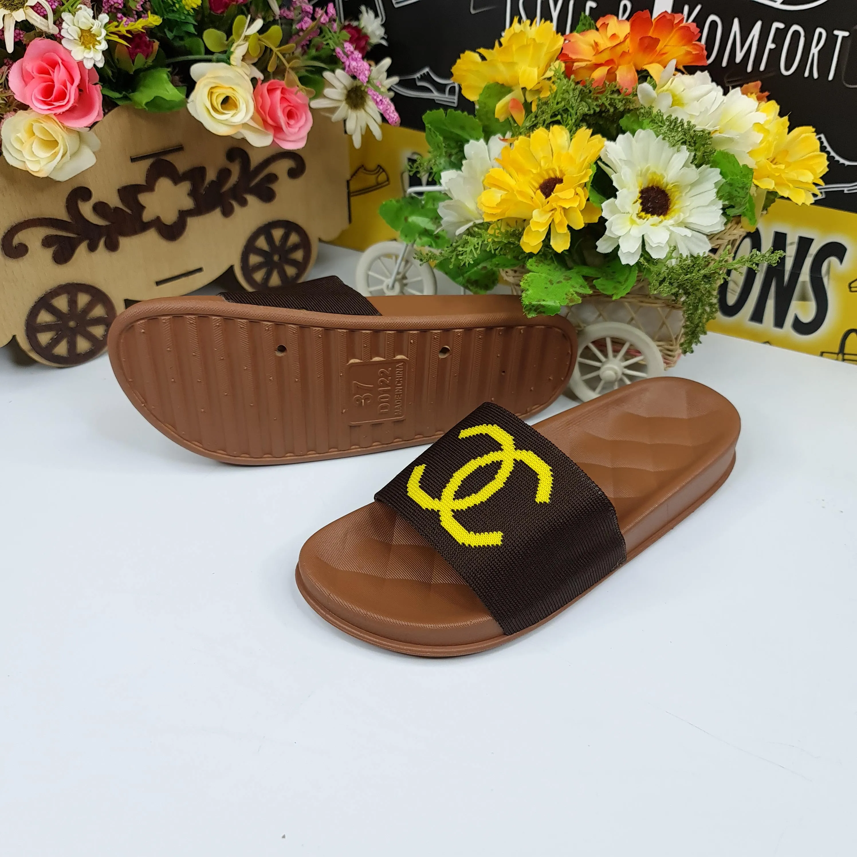 Brown Casual Slides