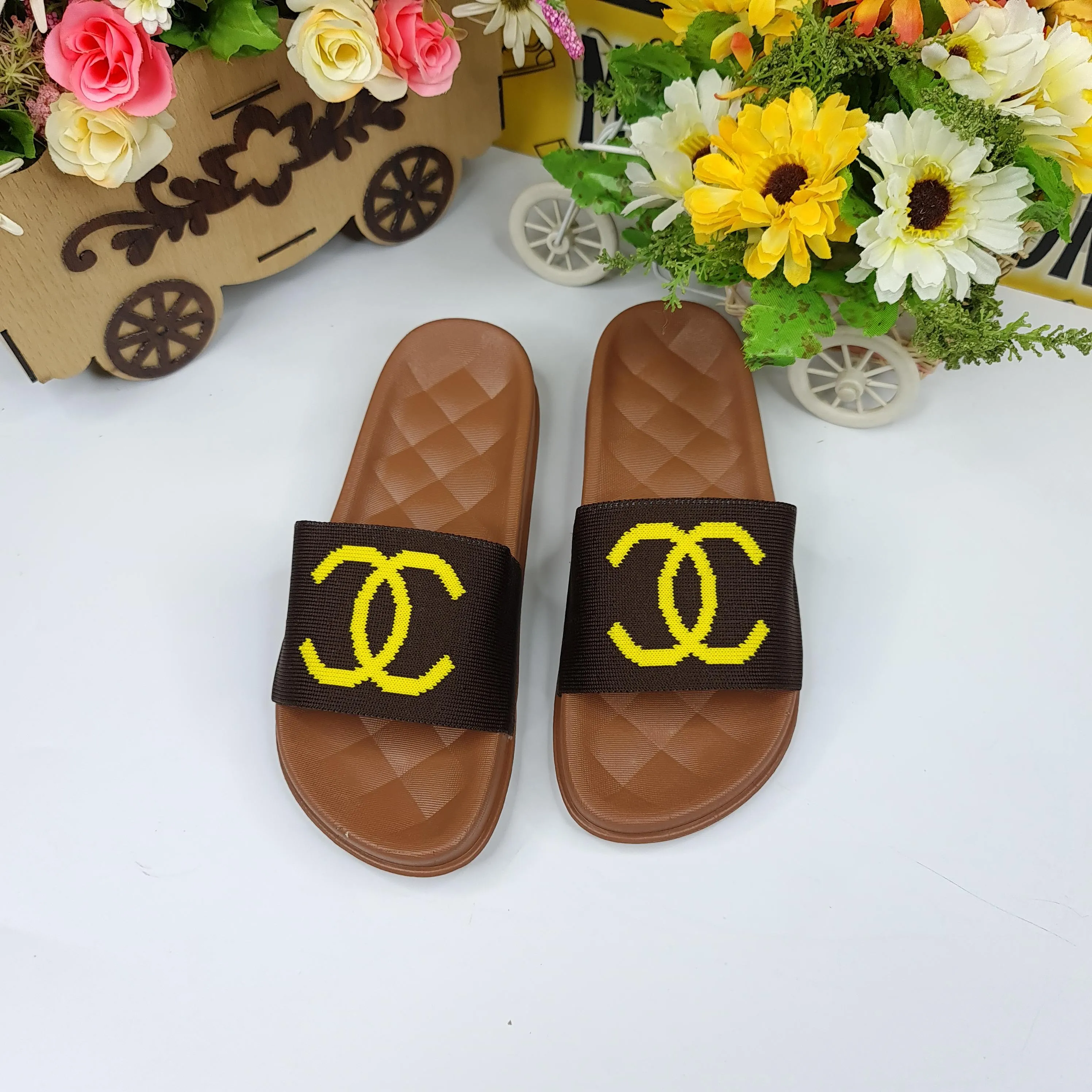 Brown Casual Slides