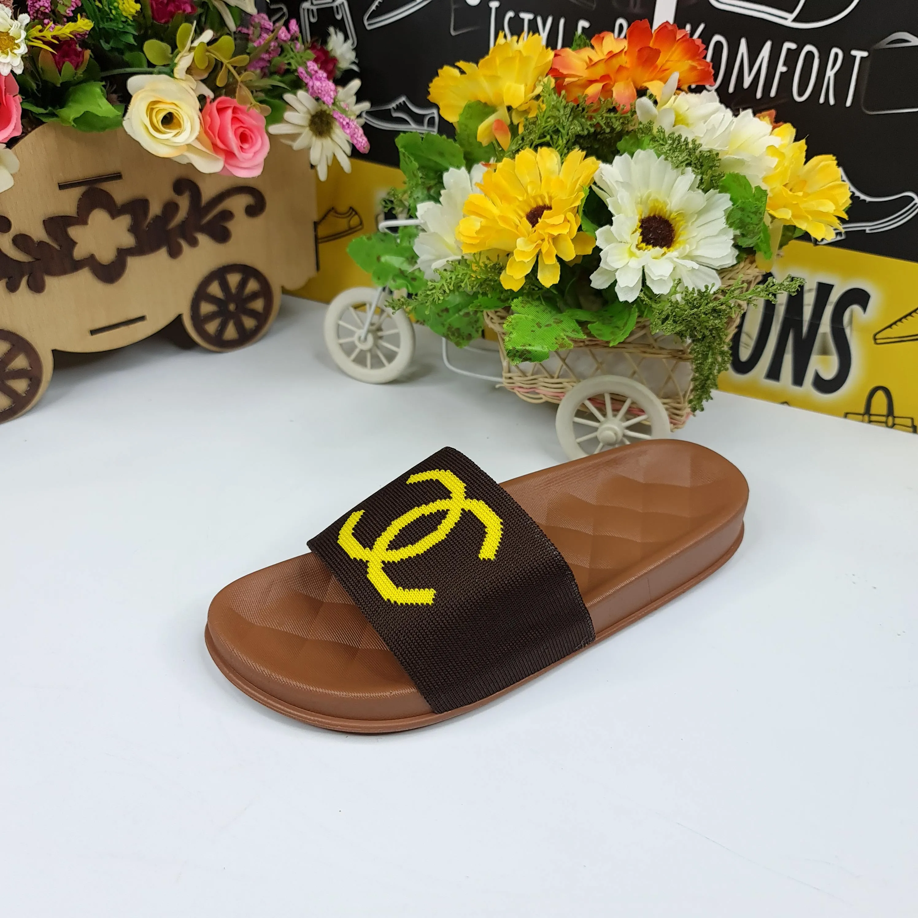 Brown Casual Slides