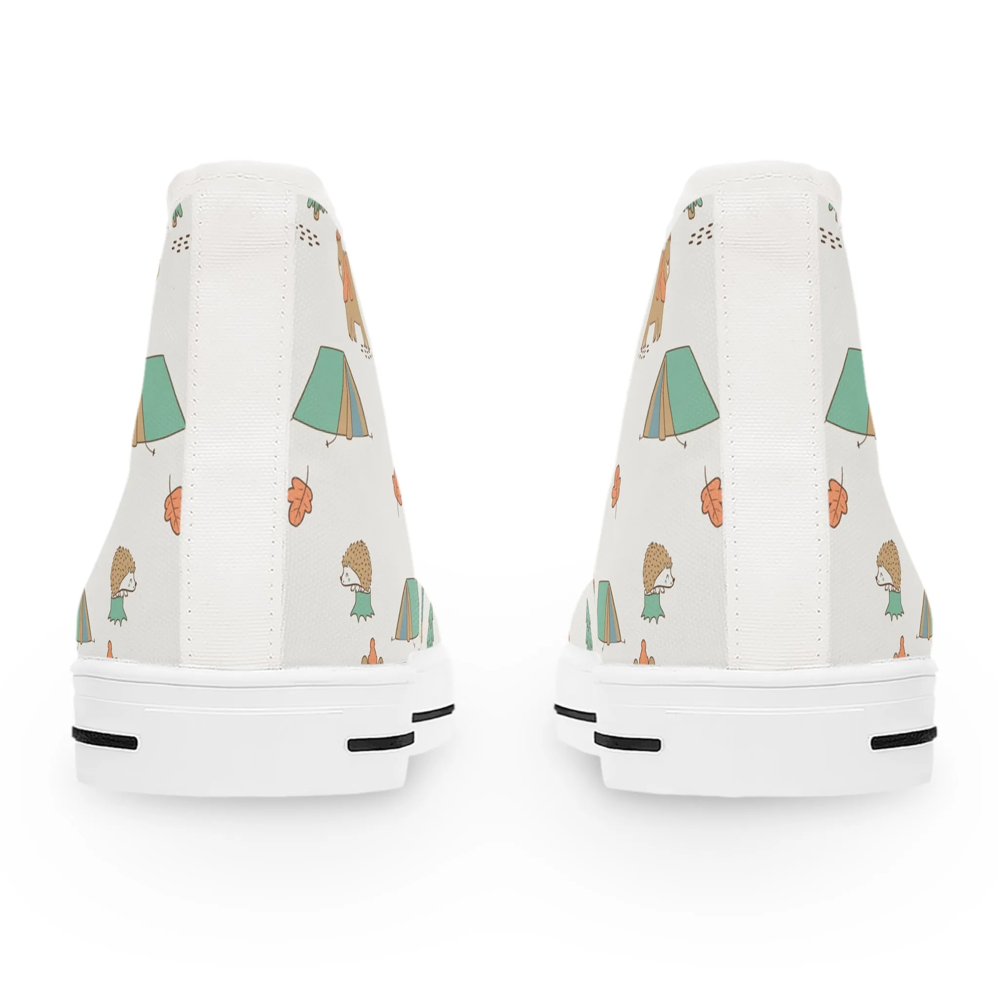 Cute Bear Hedgehog and Tent Women's High Top Sneakers