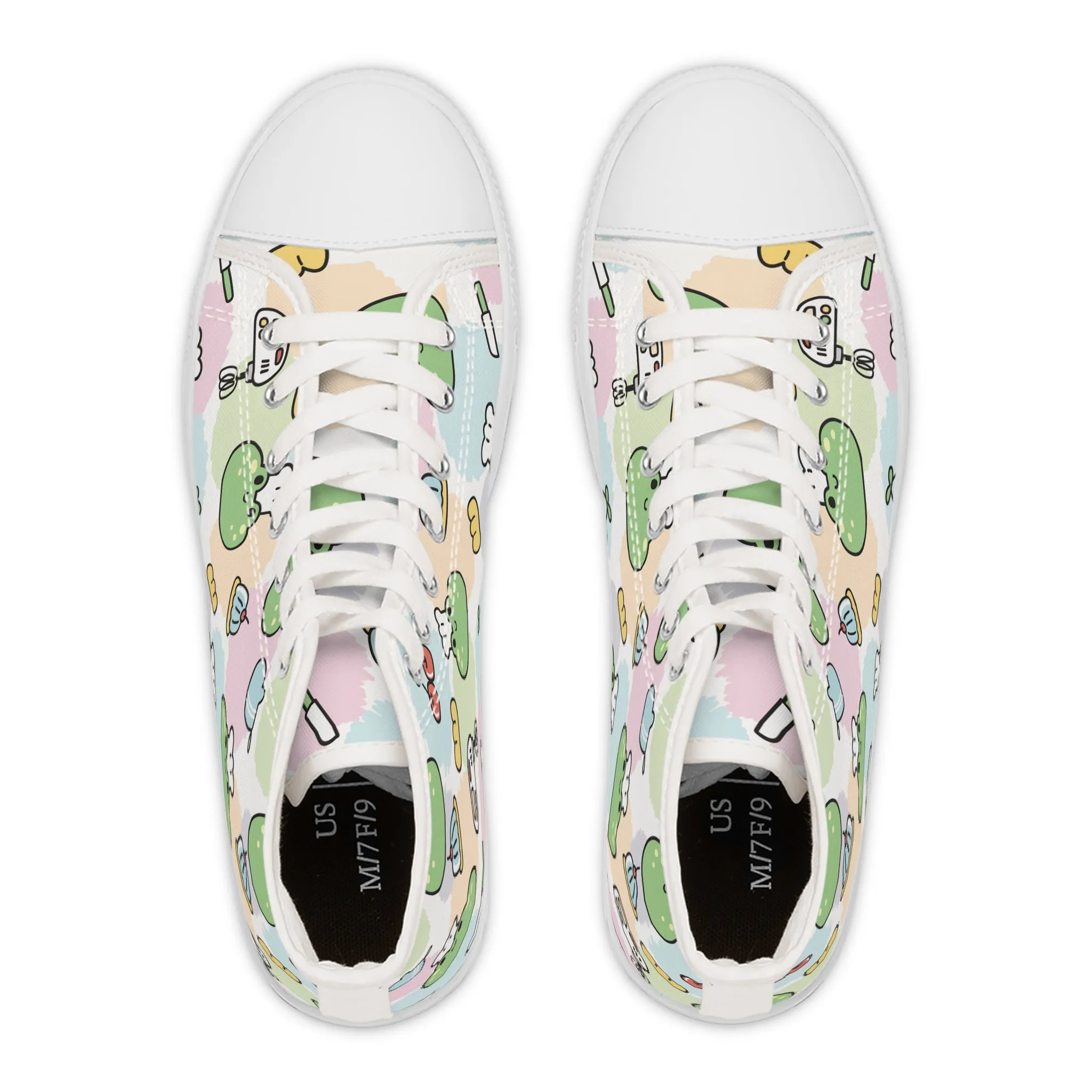 Cute Frog and Mixer Colorful Women's High Top Sneakers