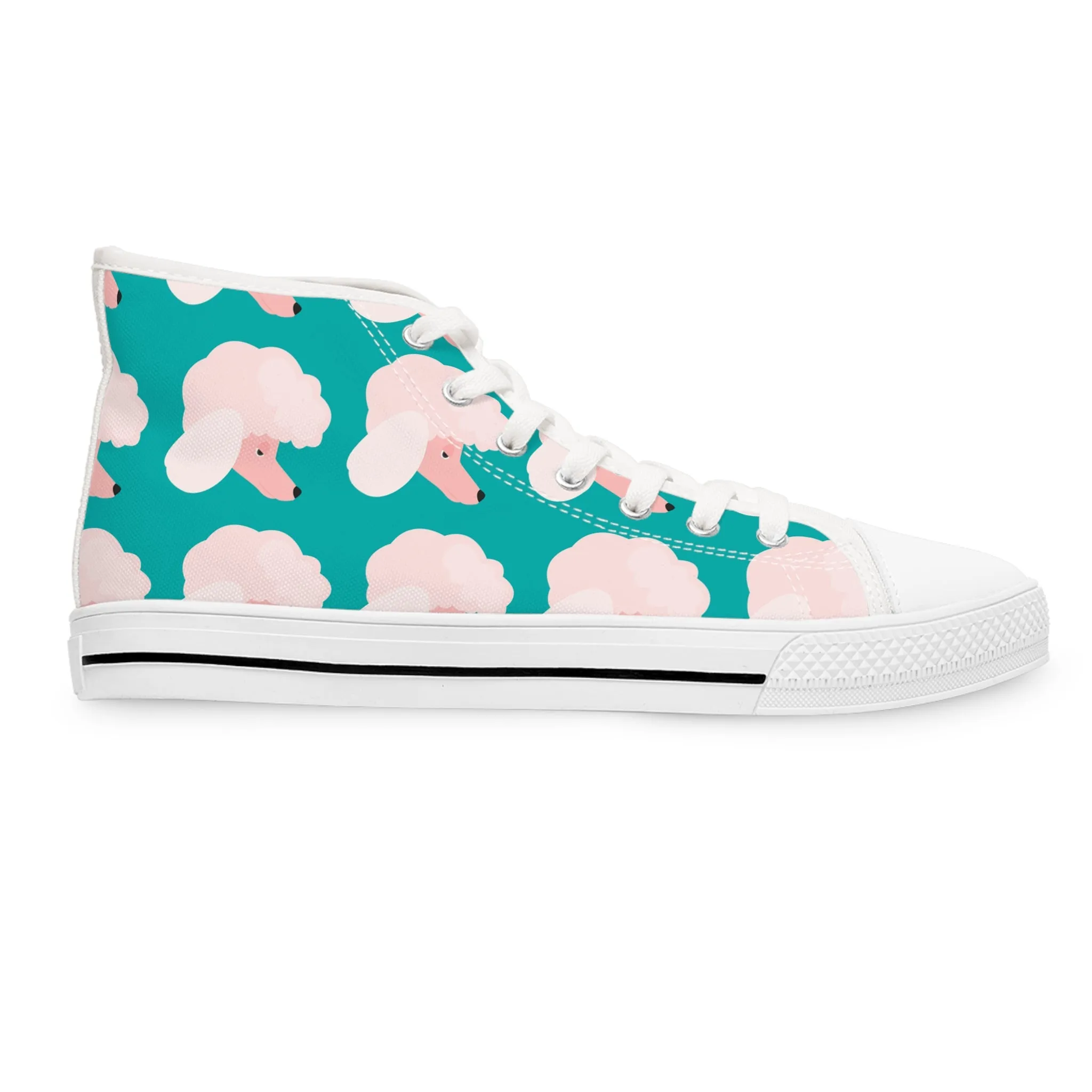 Cute Pink Poodle Women's High Top Sneakers