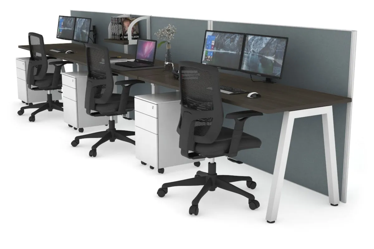 Horizon Quadro 3 Person Run A Legs Office Workstation [1600L x 700W]