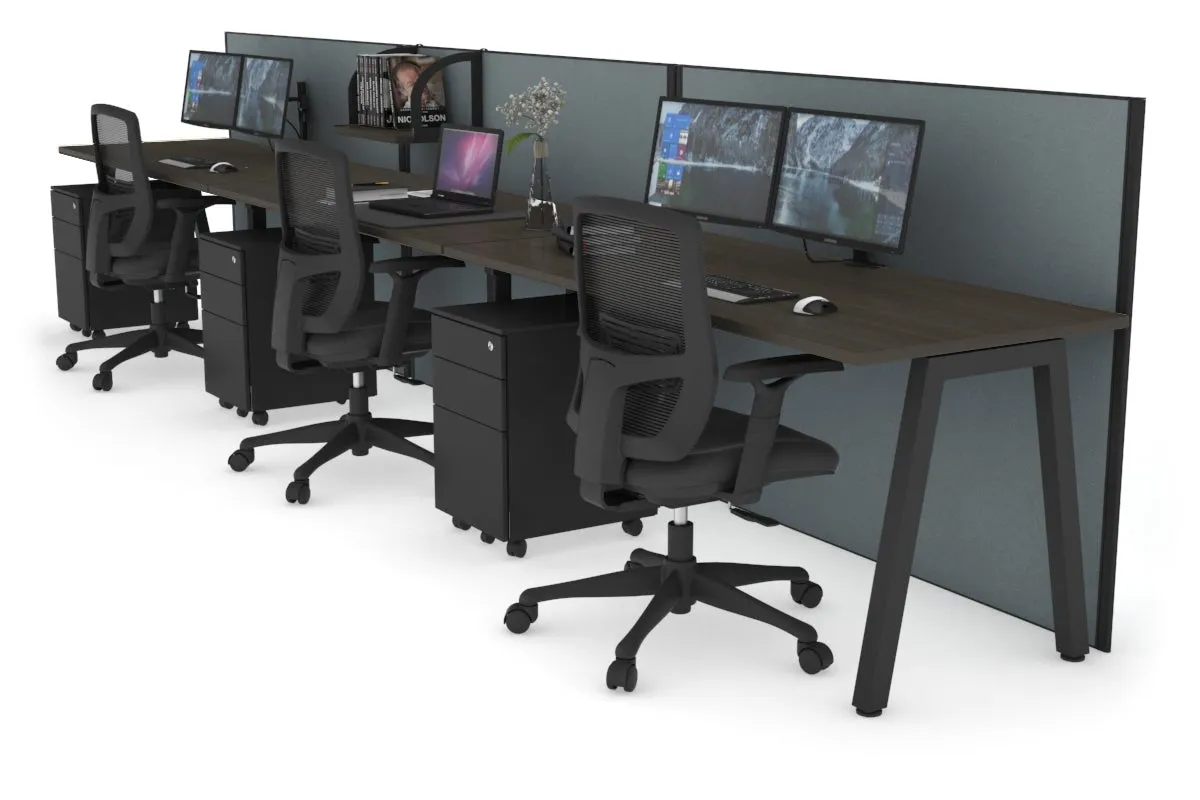 Horizon Quadro 3 Person Run A Legs Office Workstation [1600L x 700W]