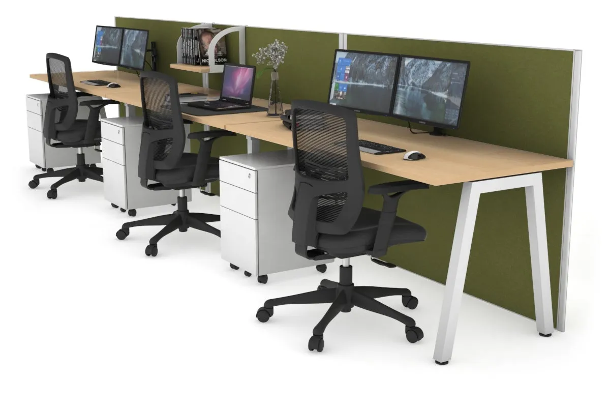 Horizon Quadro 3 Person Run A Legs Office Workstation [1600L x 700W]