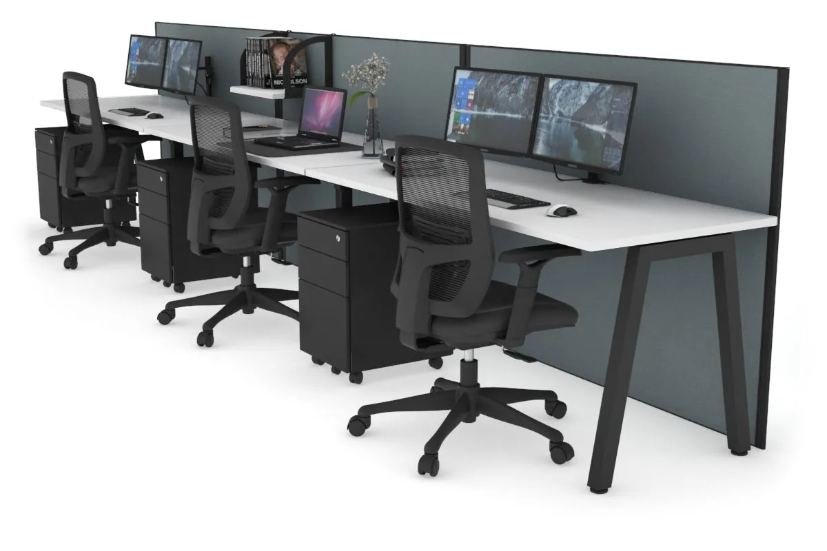 Horizon Quadro 3 Person Run A Legs Office Workstation [1600L x 700W]