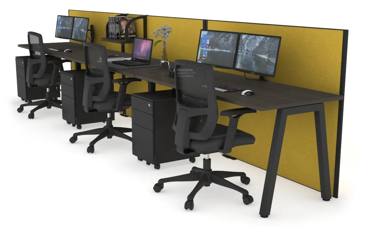 Horizon Quadro 3 Person Run A Legs Office Workstation [1600L x 700W]