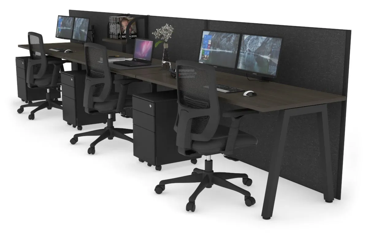 Horizon Quadro 3 Person Run A Legs Office Workstation [1600L x 700W]