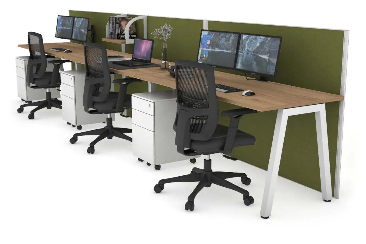 Horizon Quadro 3 Person Run A Legs Office Workstation [1600L x 700W]