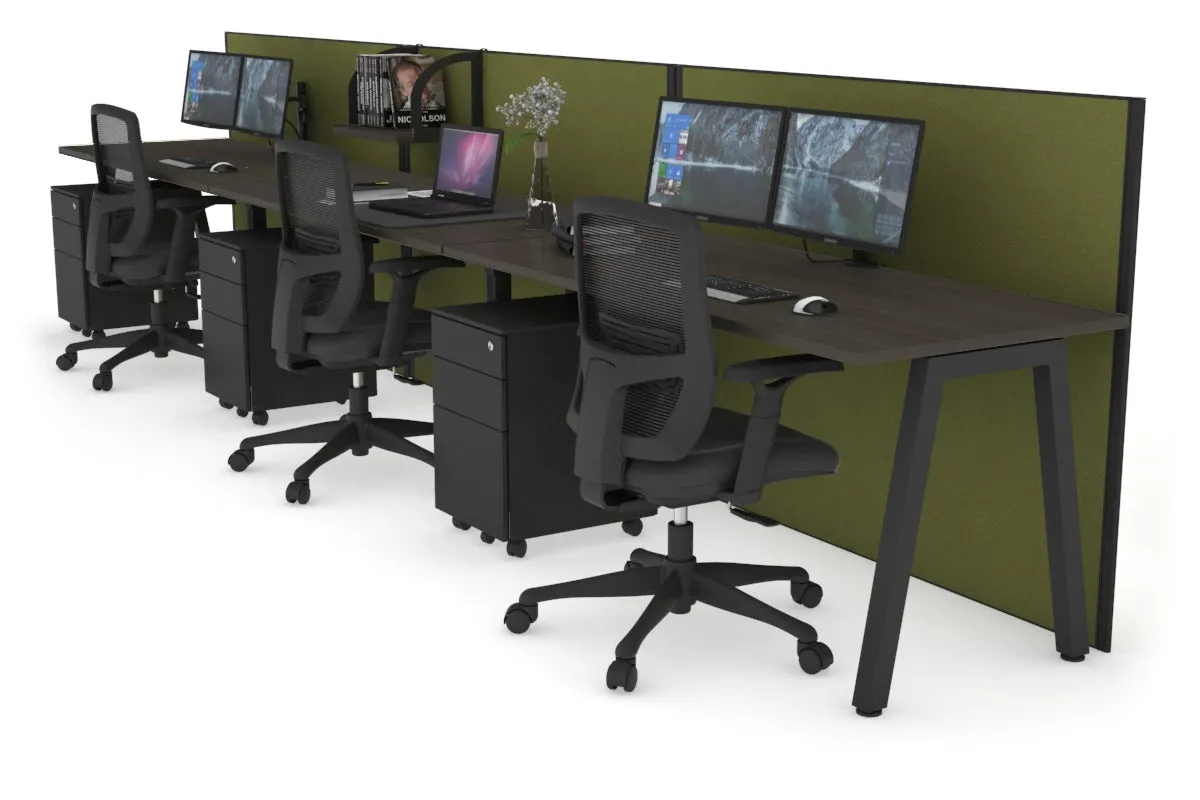 Horizon Quadro 3 Person Run A Legs Office Workstation [1600L x 700W]