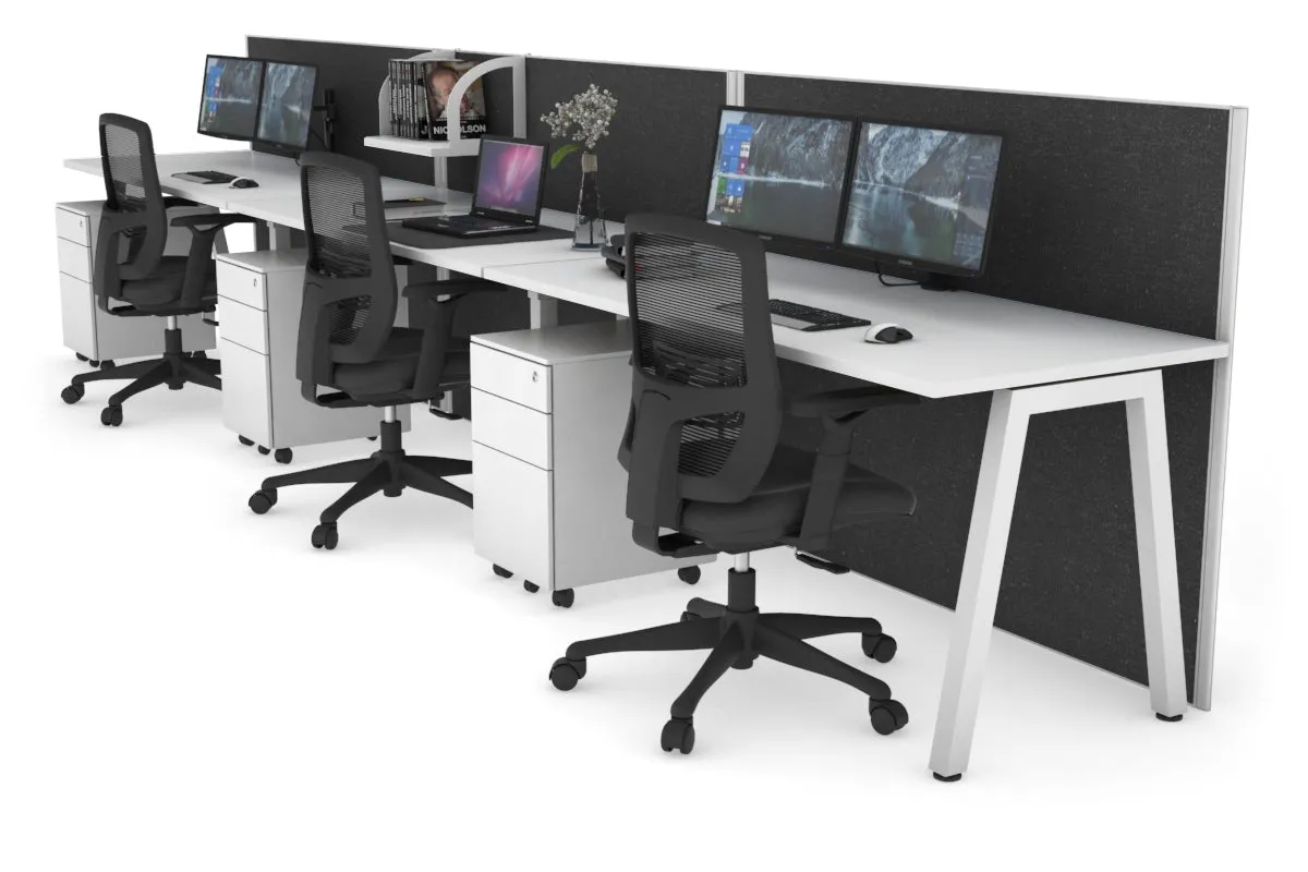 Horizon Quadro 3 Person Run A Legs Office Workstation [1600L x 700W]