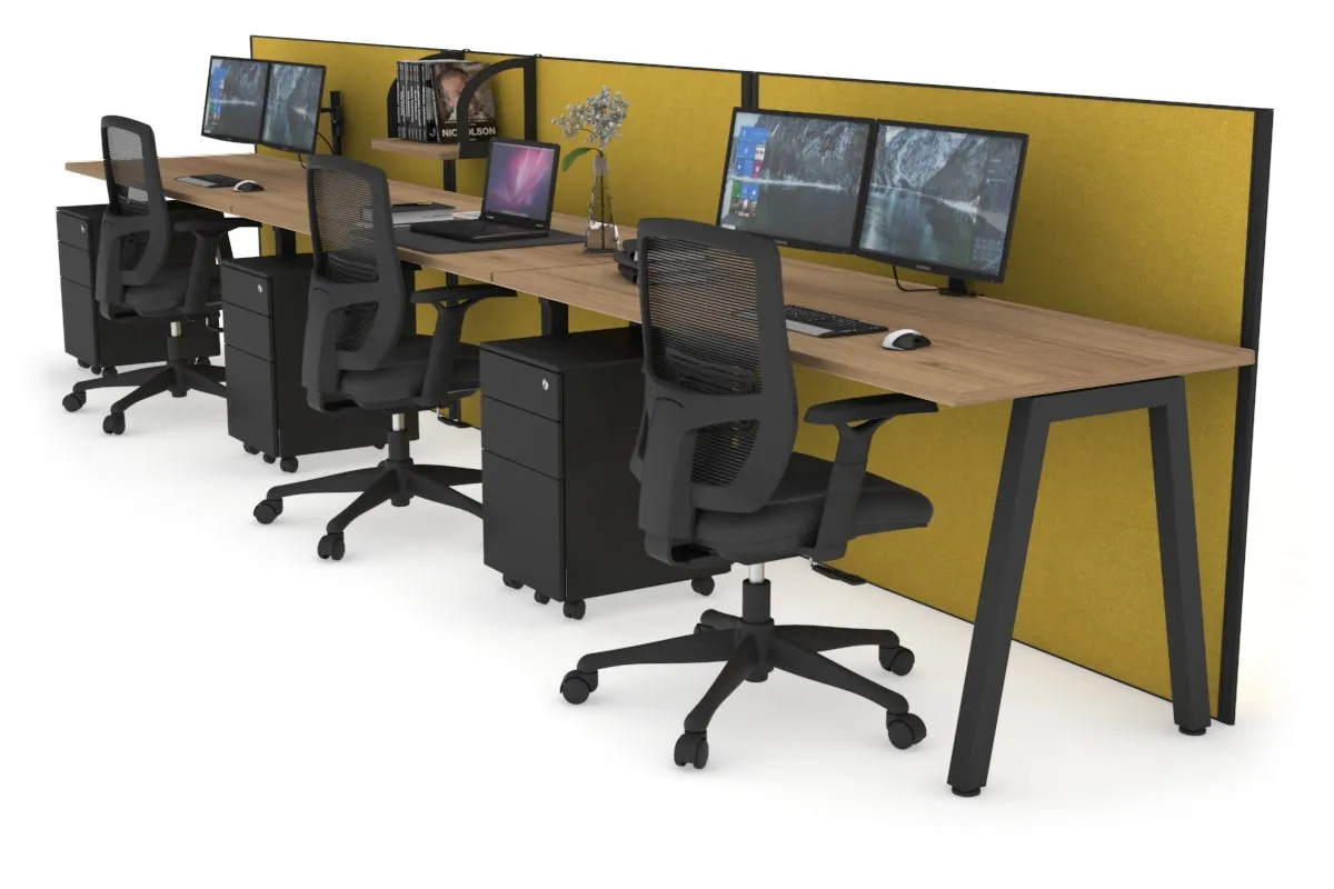 Horizon Quadro 3 Person Run A Legs Office Workstation [1600L x 700W]