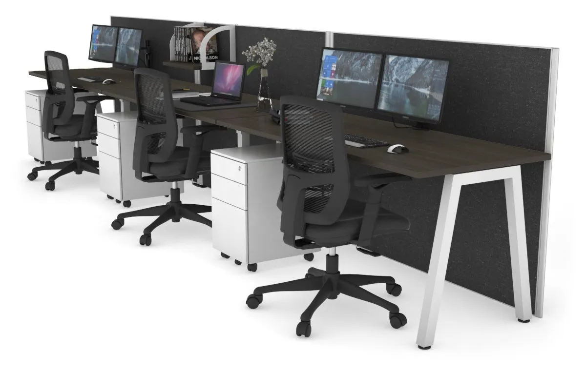 Horizon Quadro 3 Person Run A Legs Office Workstation [1600L x 700W]