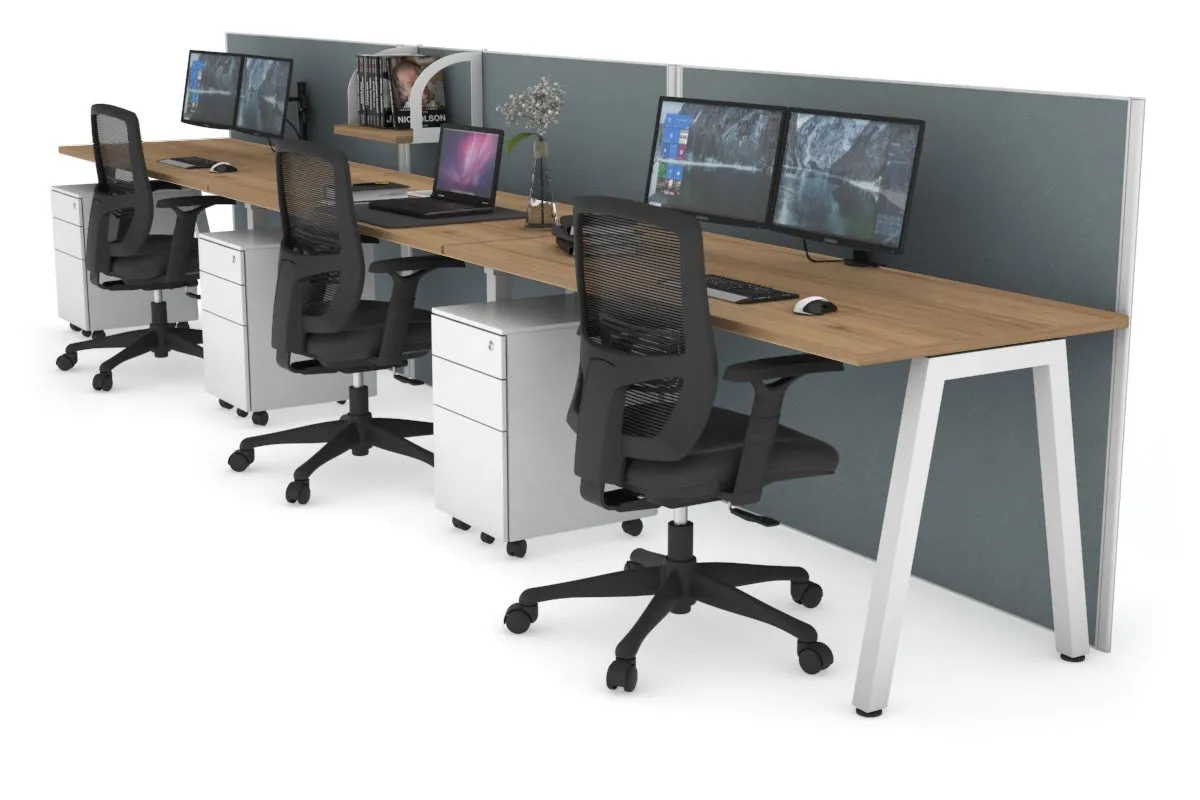 Horizon Quadro 3 Person Run A Legs Office Workstation [1600L x 700W]