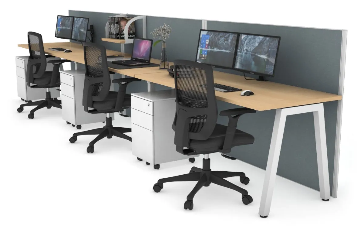 Horizon Quadro 3 Person Run A Legs Office Workstation [1600L x 700W]