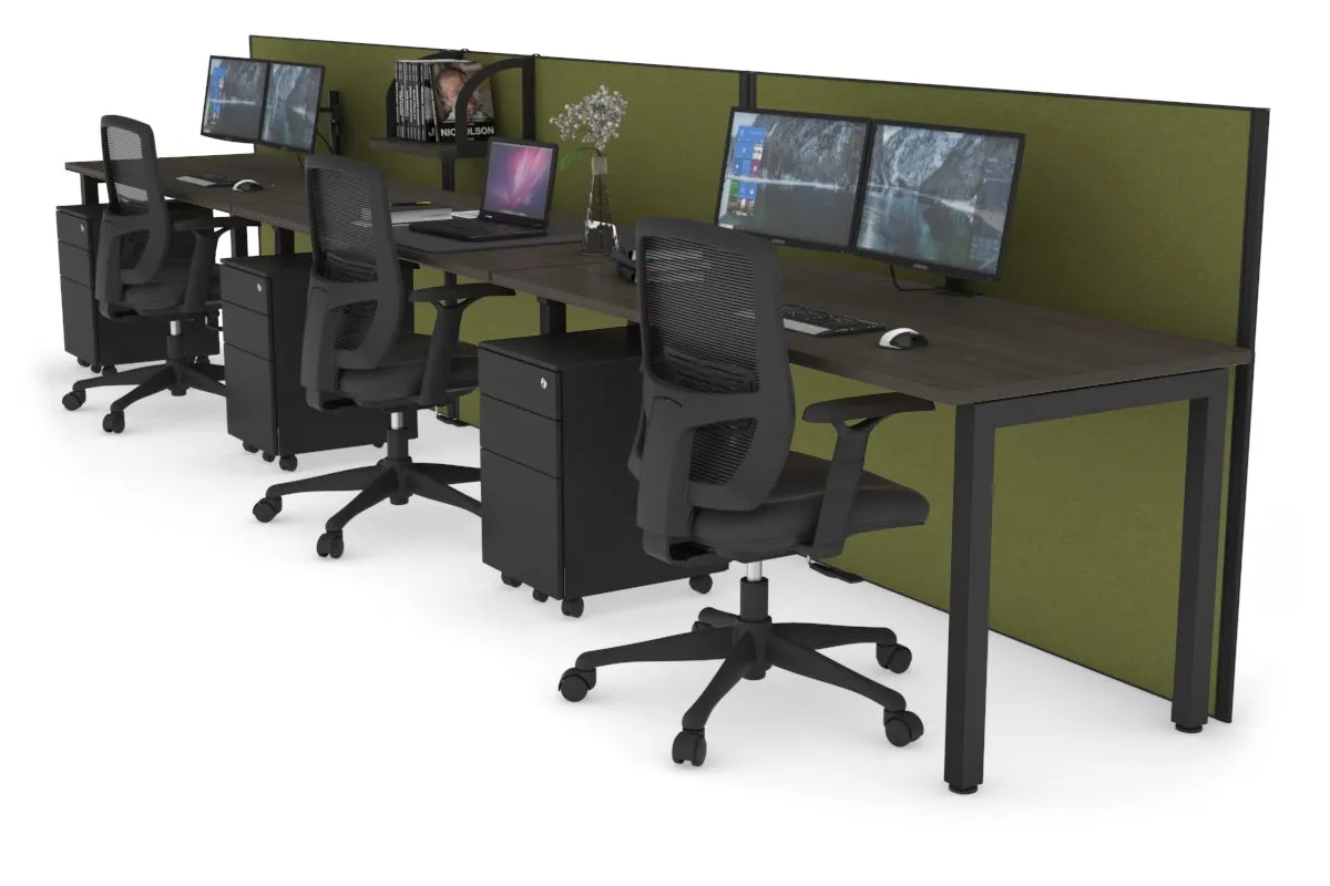 Horizon Quadro 3 Person Run Square Legs Office Workstation [1200L x 700W]