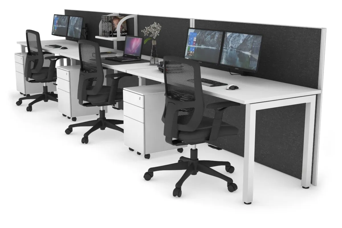 Horizon Quadro 3 Person Run Square Legs Office Workstation [1200L x 700W]