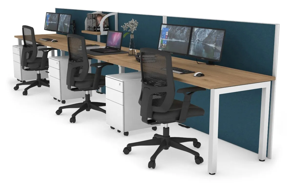 Horizon Quadro 3 Person Run Square Legs Office Workstation [1200L x 700W]