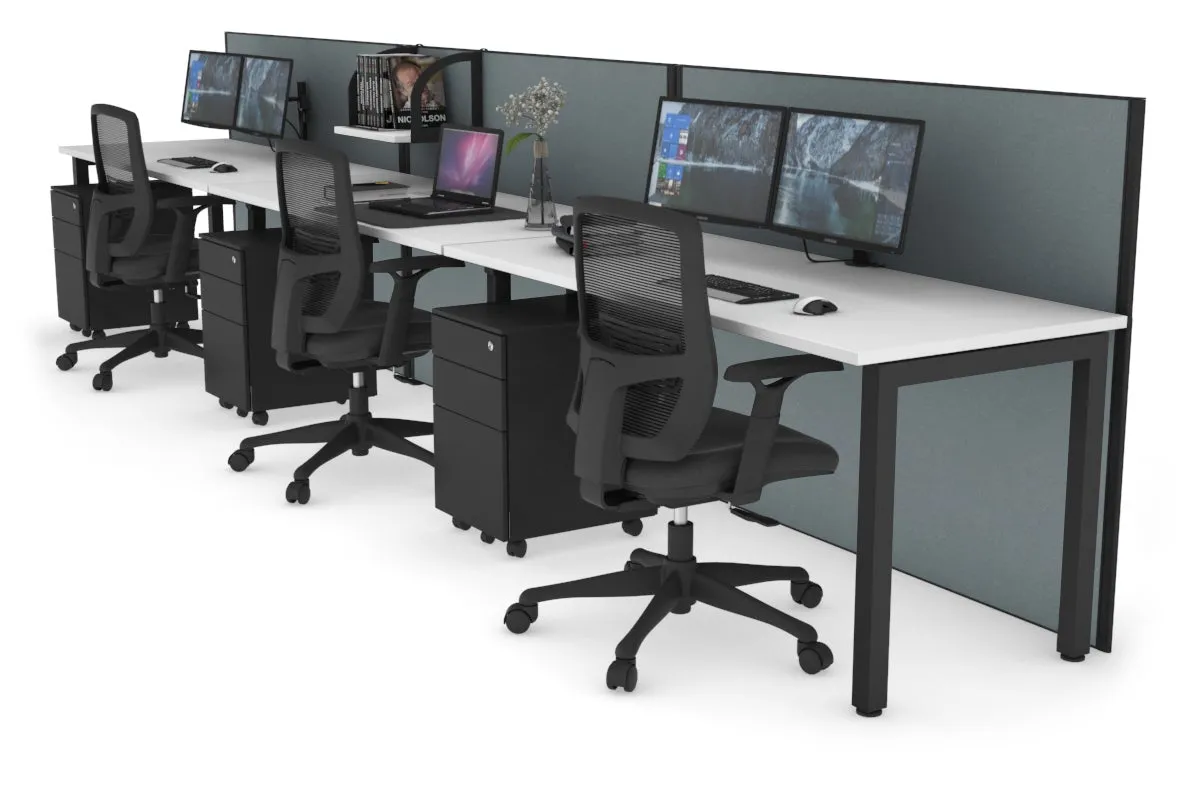 Horizon Quadro 3 Person Run Square Legs Office Workstation [1200L x 700W]