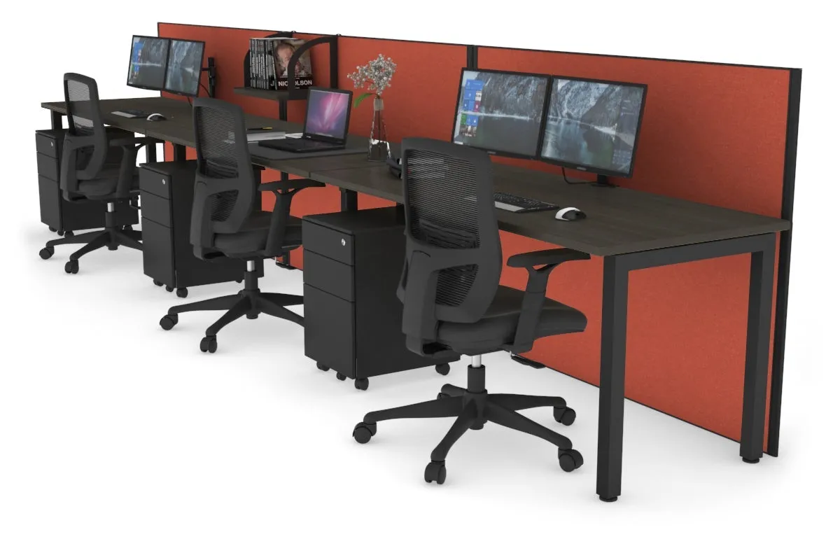 Horizon Quadro 3 Person Run Square Legs Office Workstation [1200L x 700W]