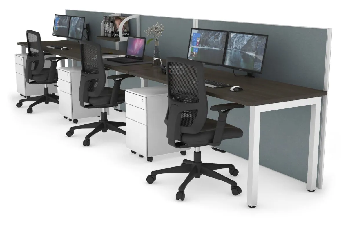 Horizon Quadro 3 Person Run Square Legs Office Workstation [1200L x 700W]