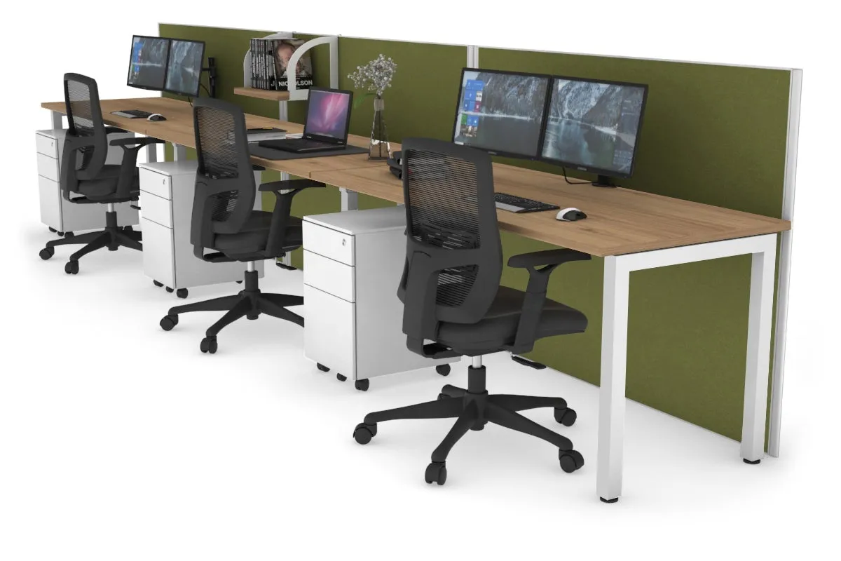 Horizon Quadro 3 Person Run Square Legs Office Workstation [1200L x 700W]