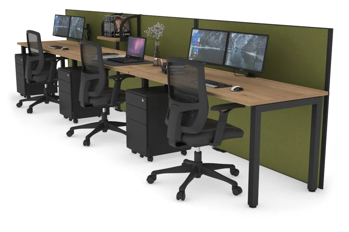 Horizon Quadro 3 Person Run Square Legs Office Workstation [1200L x 700W]