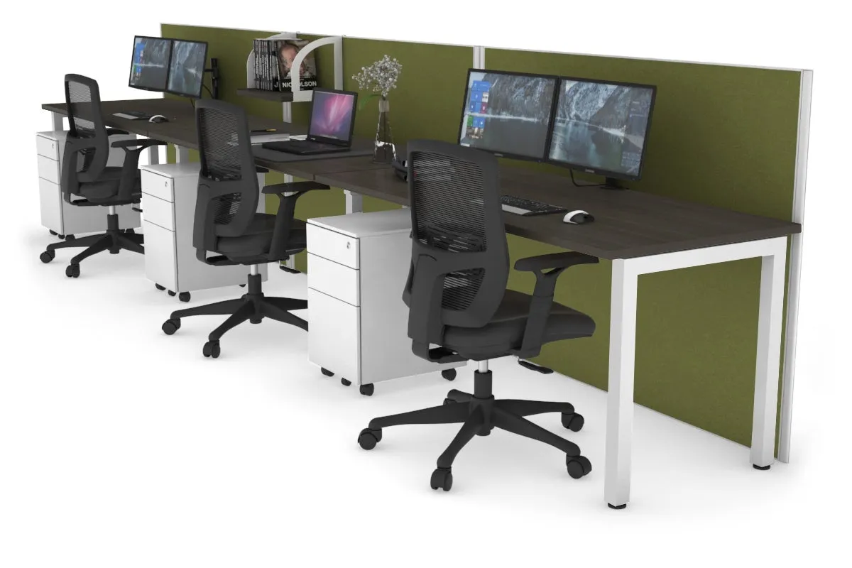 Horizon Quadro 3 Person Run Square Legs Office Workstation [1200L x 700W]