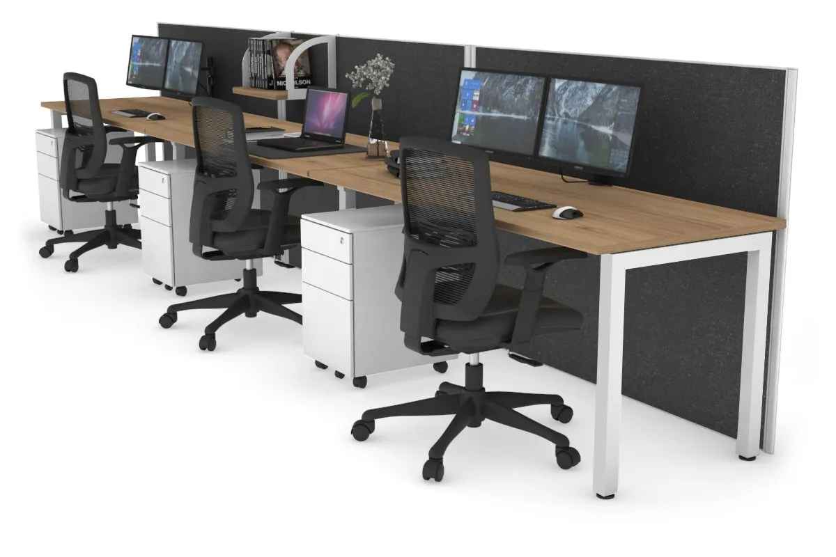 Horizon Quadro 3 Person Run Square Legs Office Workstation [1200L x 700W]