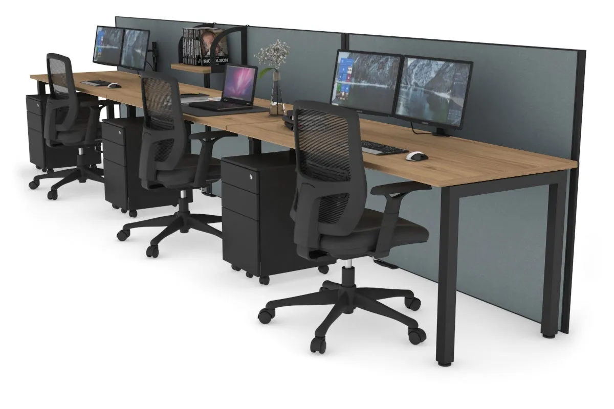 Horizon Quadro 3 Person Run Square Legs Office Workstation [1200L x 700W]