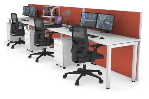 Horizon Quadro 3 Person Run Square Legs Office Workstation [1200L x 700W]