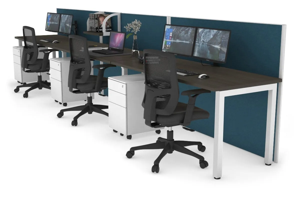 Horizon Quadro 3 Person Run Square Legs Office Workstation [1200L x 700W]