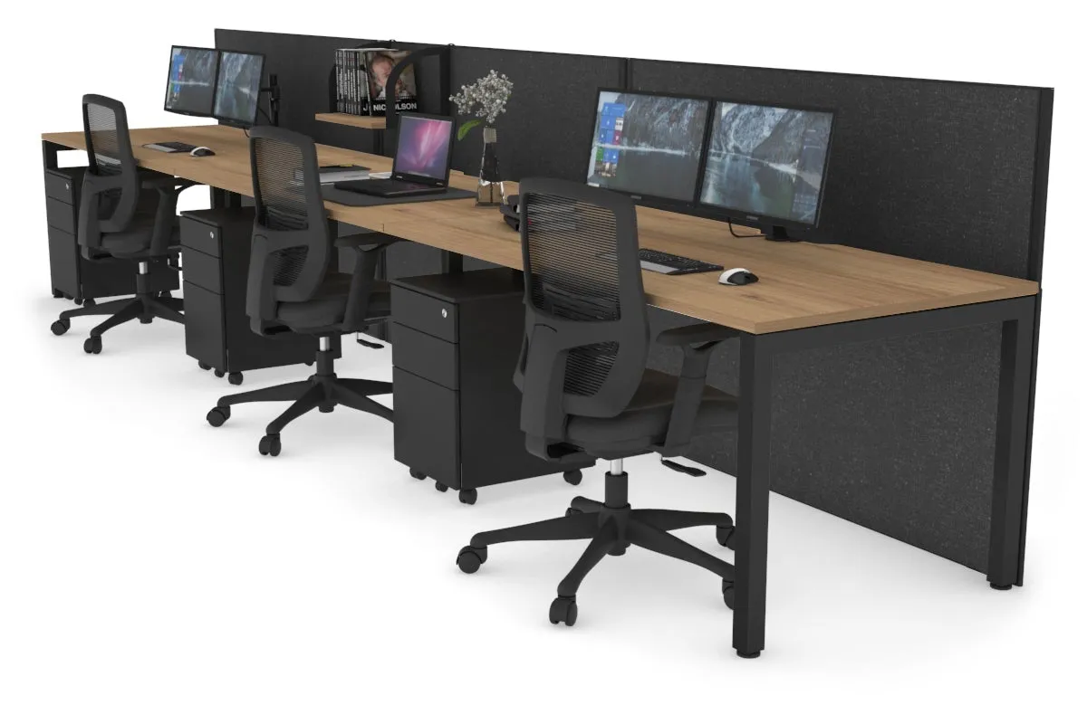 Horizon Quadro 3 Person Run Square Legs Office Workstation [1200L x 800W with Cable Scallop]