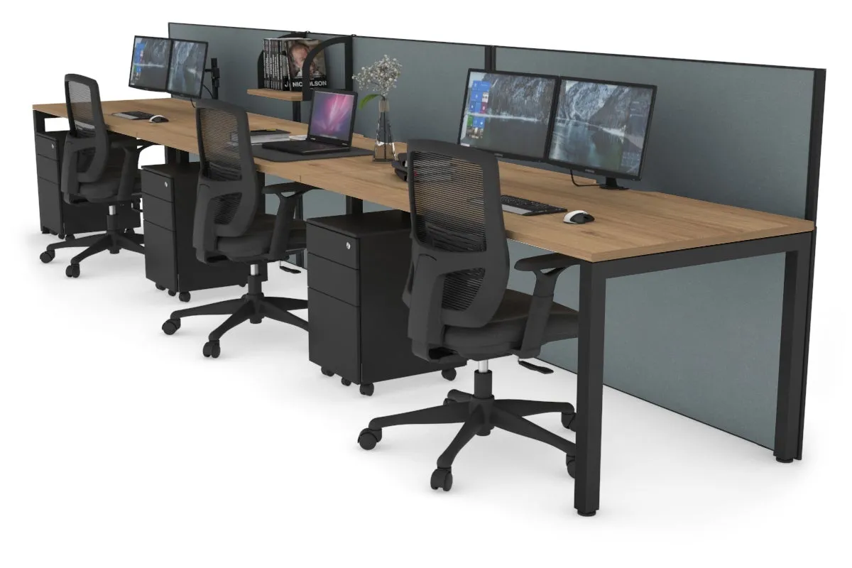 Horizon Quadro 3 Person Run Square Legs Office Workstation [1200L x 800W with Cable Scallop]