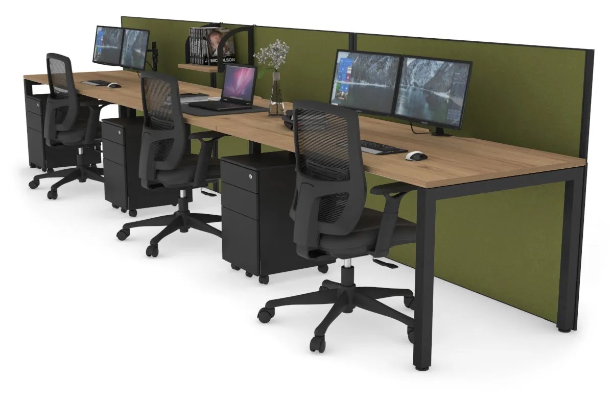 Horizon Quadro 3 Person Run Square Legs Office Workstation [1200L x 800W with Cable Scallop]