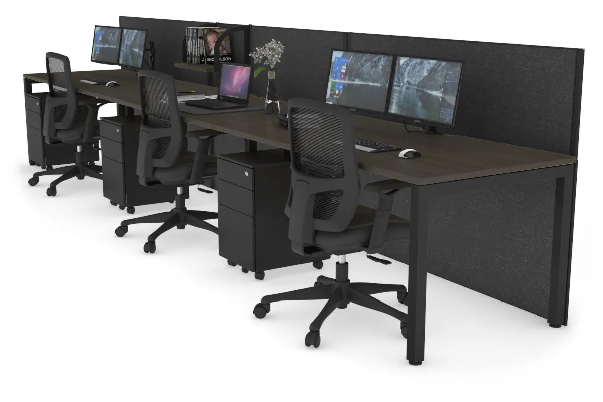 Horizon Quadro 3 Person Run Square Legs Office Workstation [1200L x 800W with Cable Scallop]