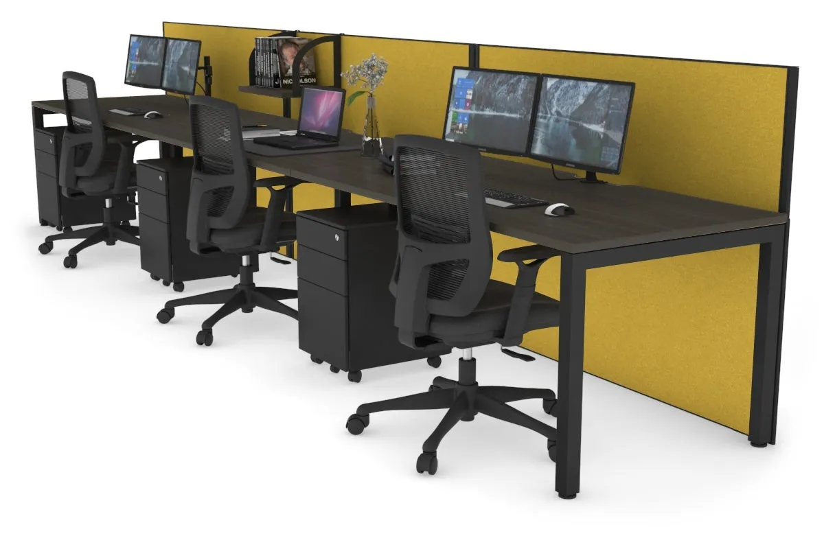 Horizon Quadro 3 Person Run Square Legs Office Workstation [1200L x 800W with Cable Scallop]