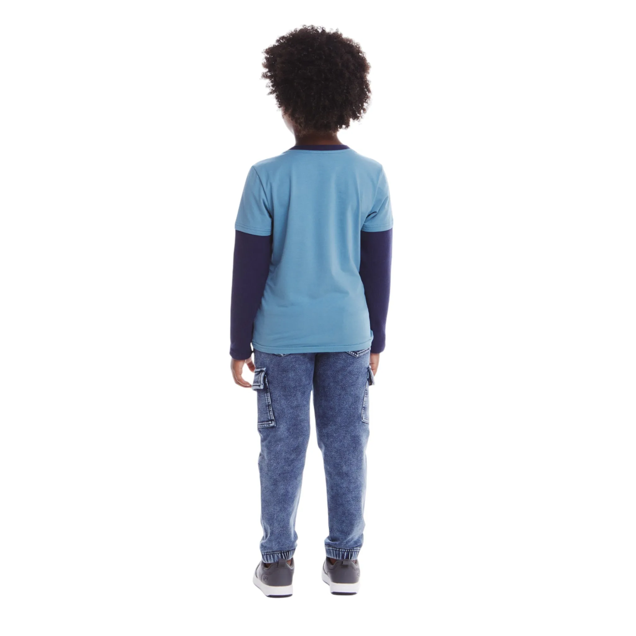 Kids Jersey Twofer Tee & Terry Pants Set | Blue Navy Sports