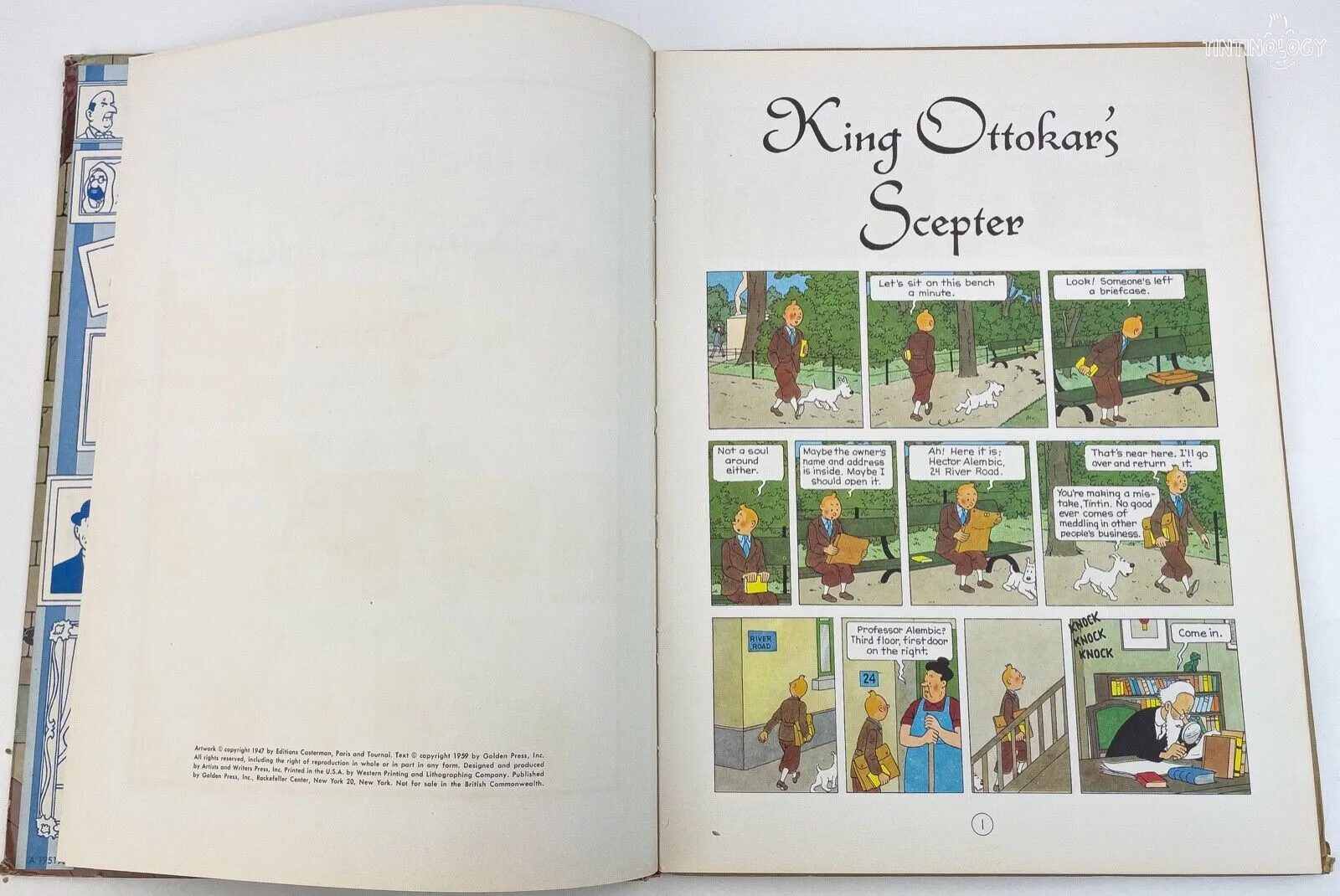 KING OTTOKARS SCEPTER Golden Press 1959 1st USA Edition Hardback Tintin book by Herge