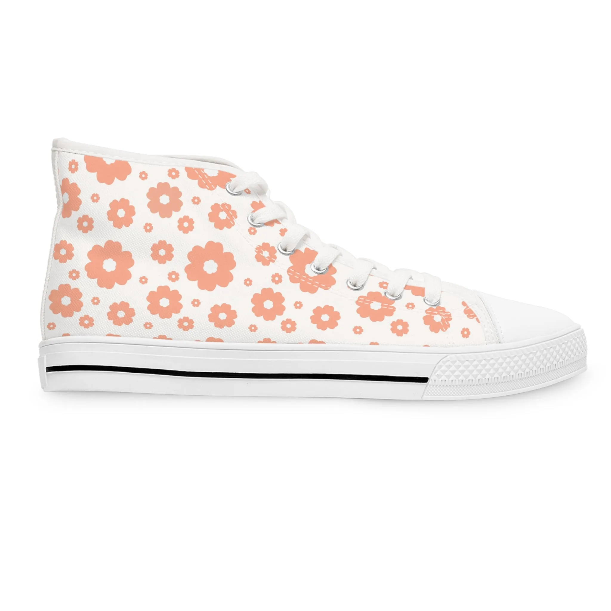 Orange Flowers Women's High Top Sneakers